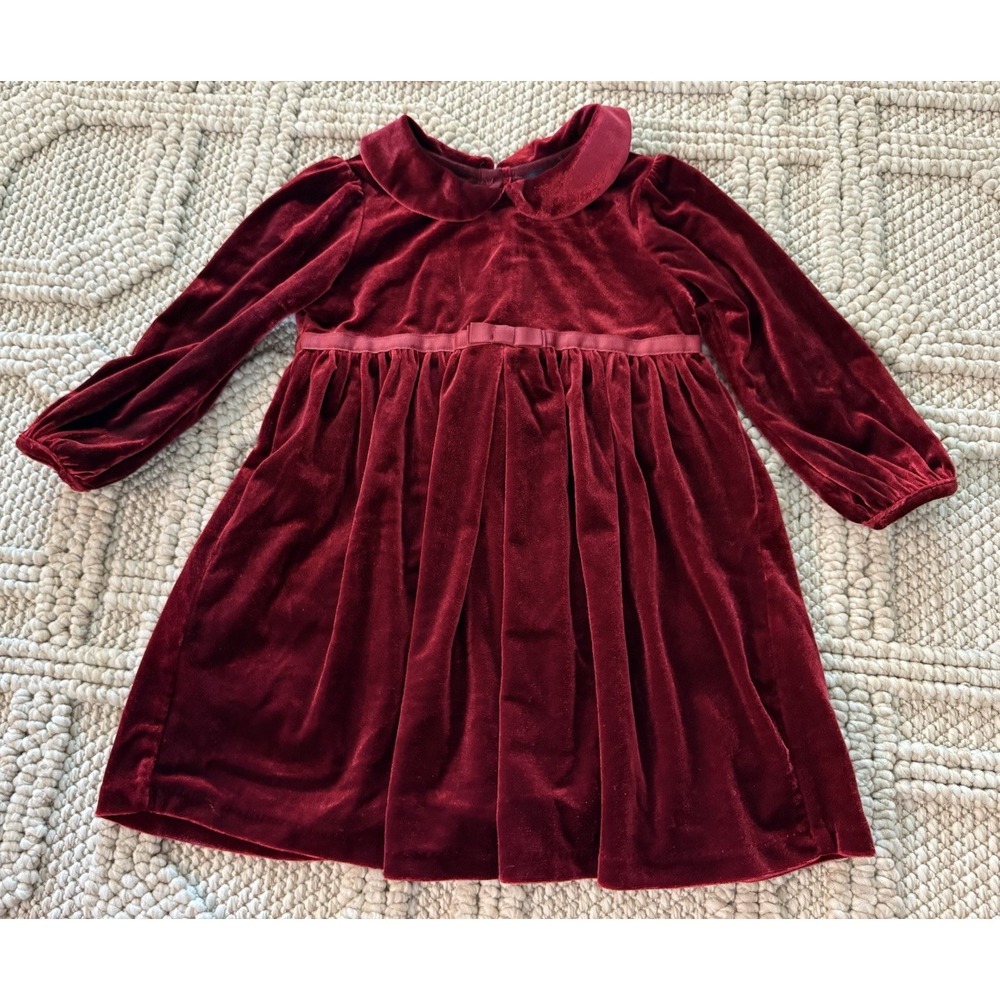 Ralph Lauren Dark Red Velvet Christmas Holiday Dress Toddler Size 24 Months